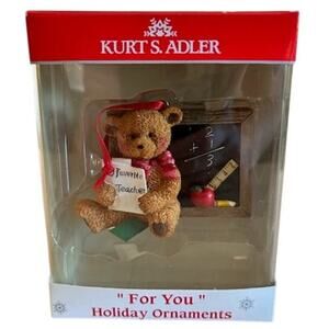 Kurt S. Adler “Favorite Teacher” Teddy Bear Christmas Ornament – New in Box